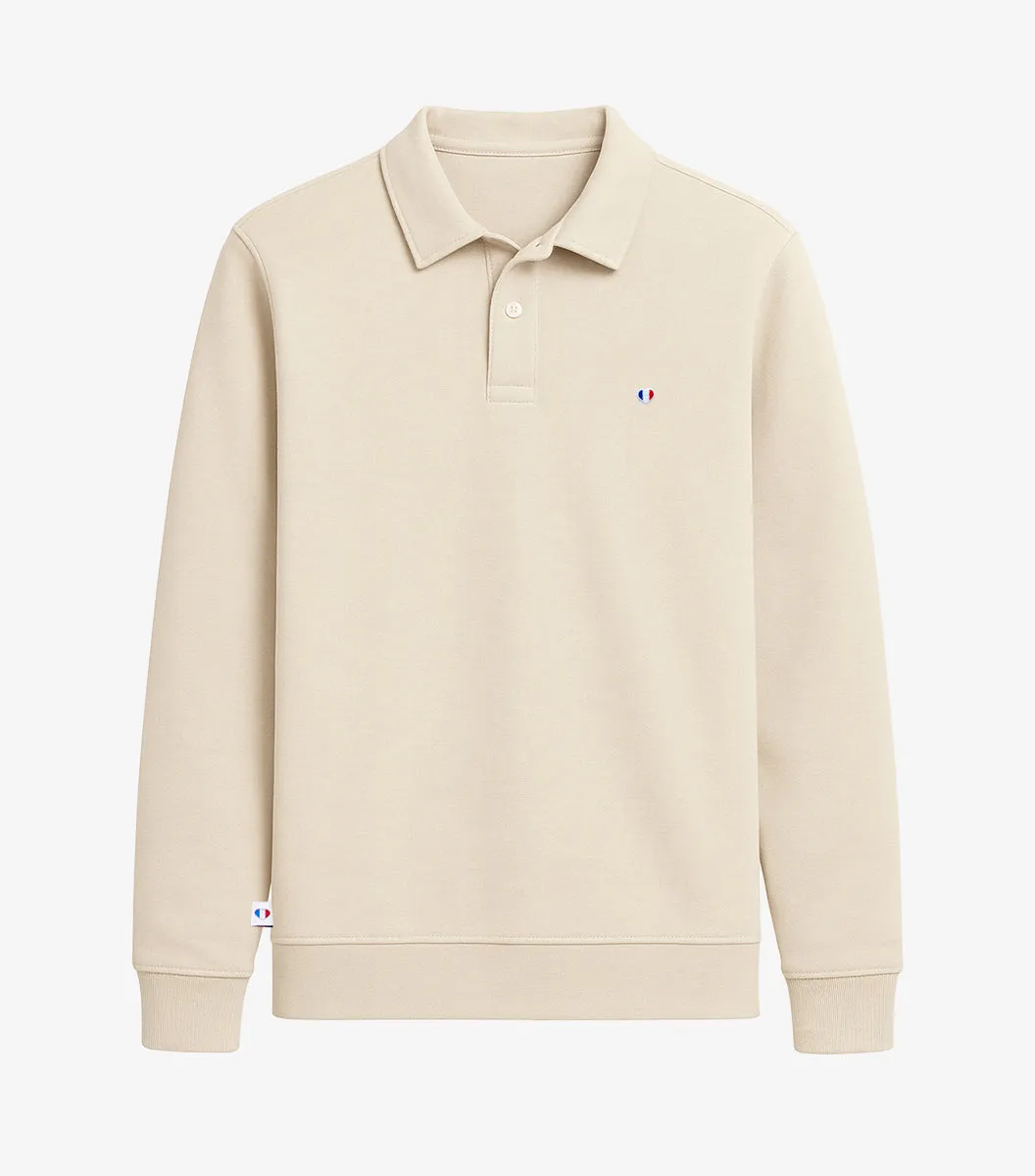 Cocorico Iconique sweat polo homme beige coton