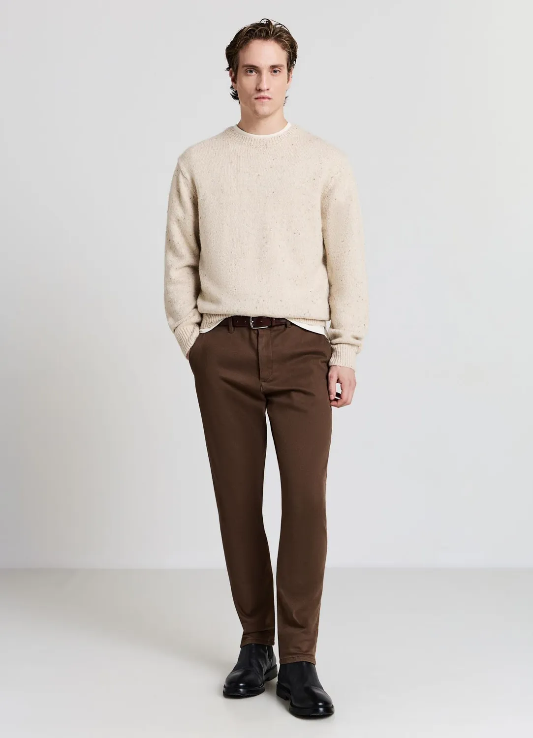 Calliope Pull col rond homme manches longues uni