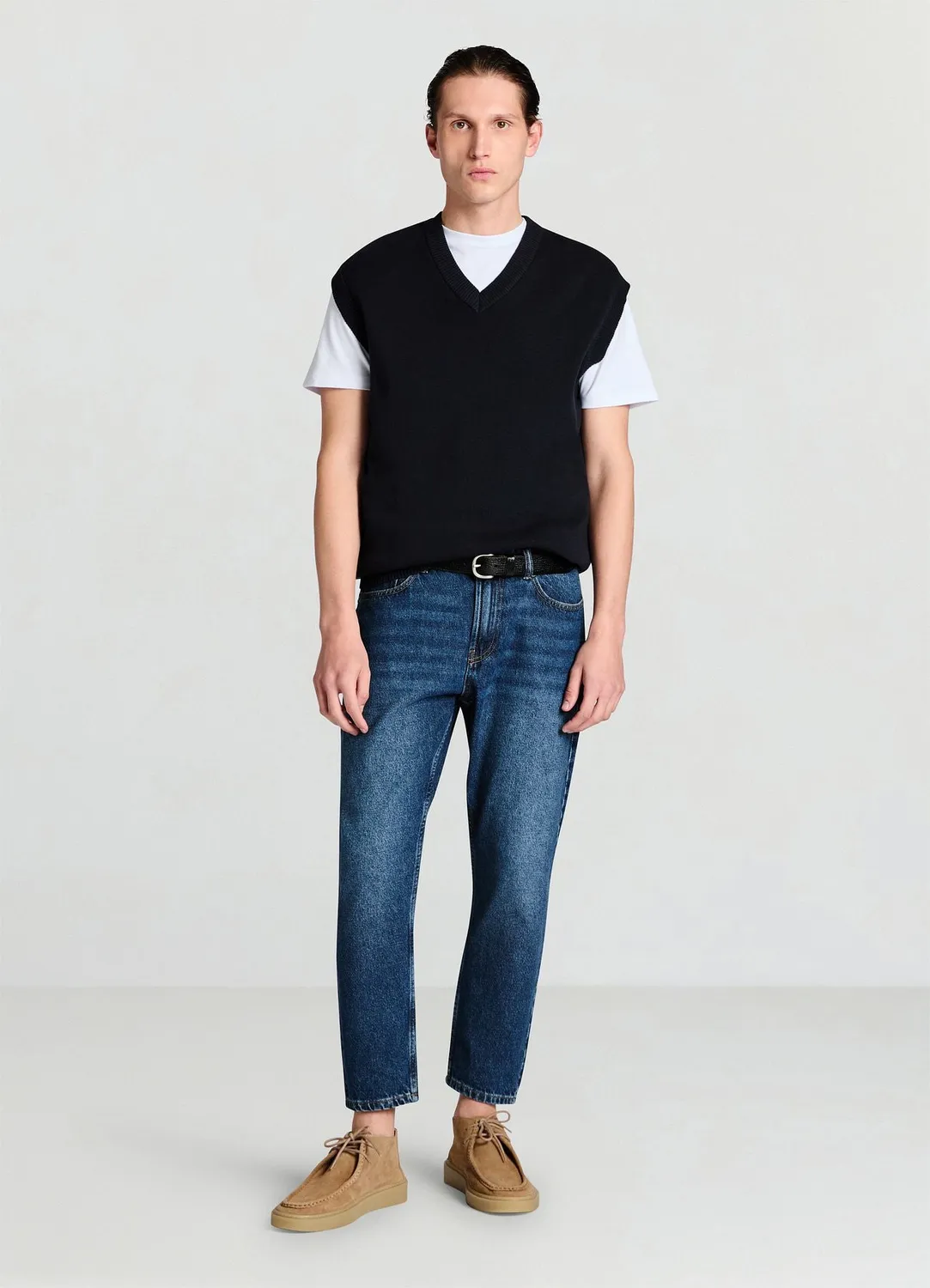 Calliope jean cropped homme droit délavé