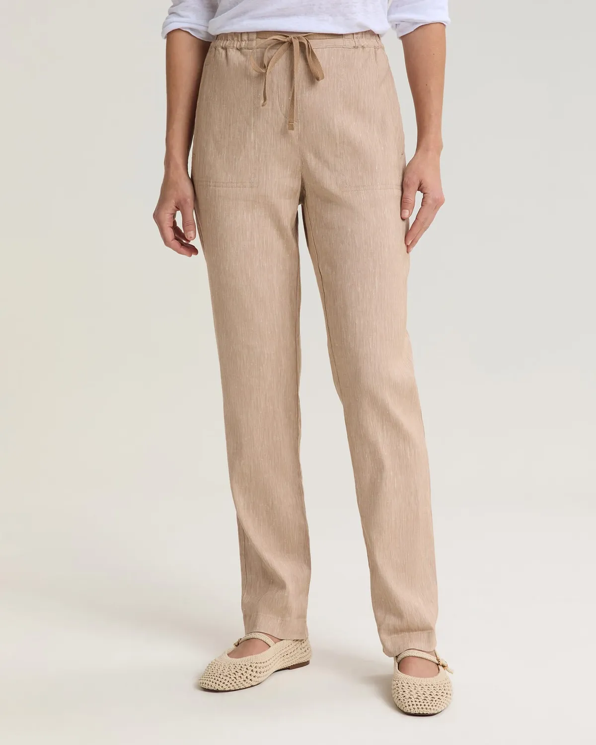 Sportscraft Rosa pantalon lin stretch femme taille cordon