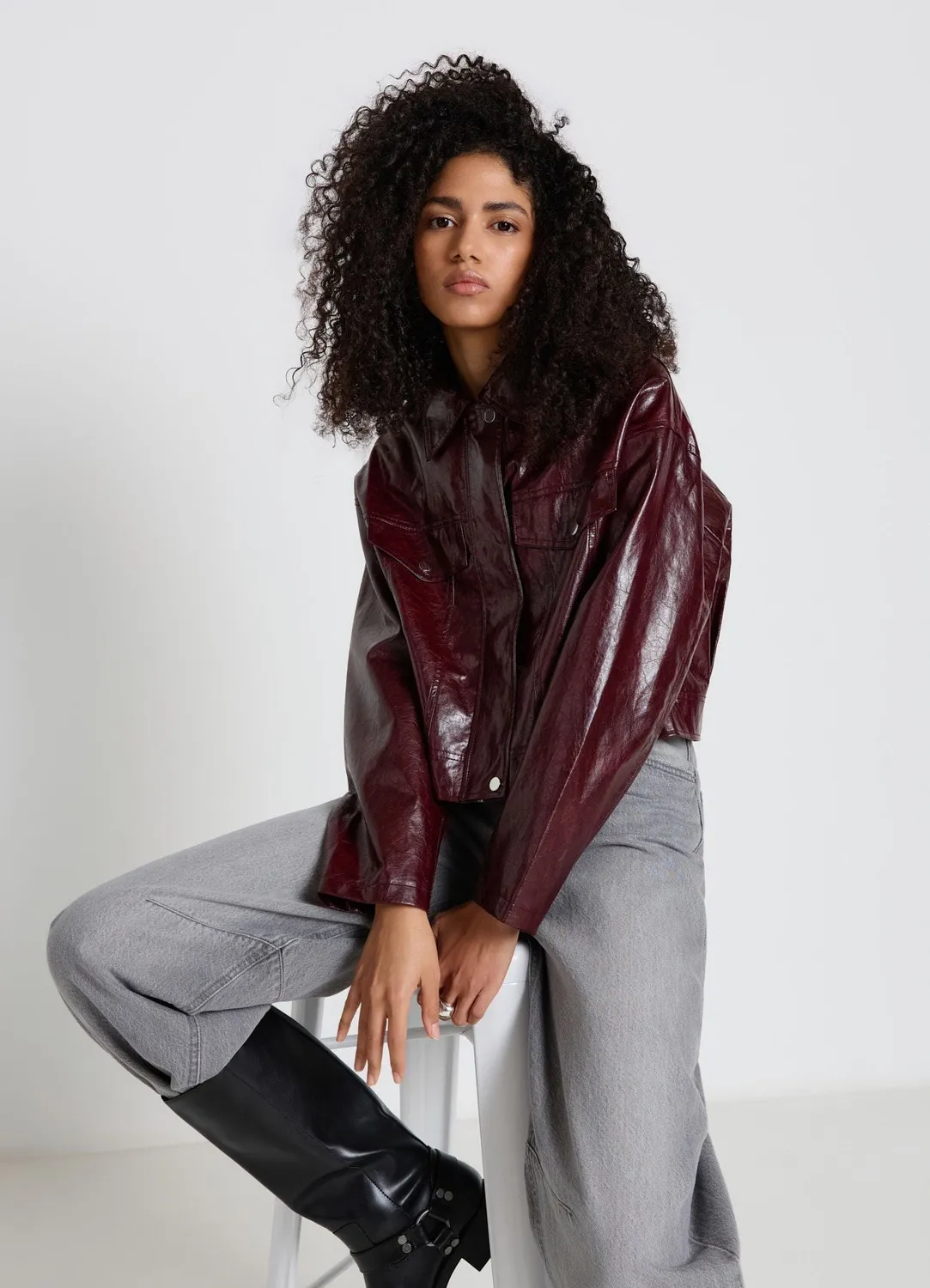 Calliope blouson effet cuir femme poches à rabat