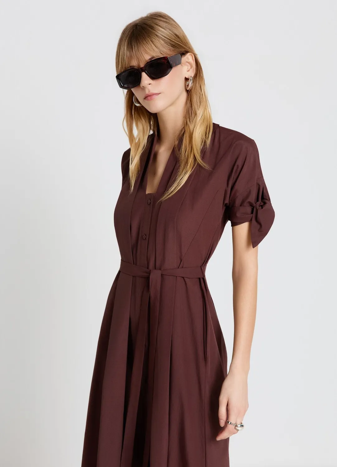 Calliope chemisier robe ceinture femme évasée