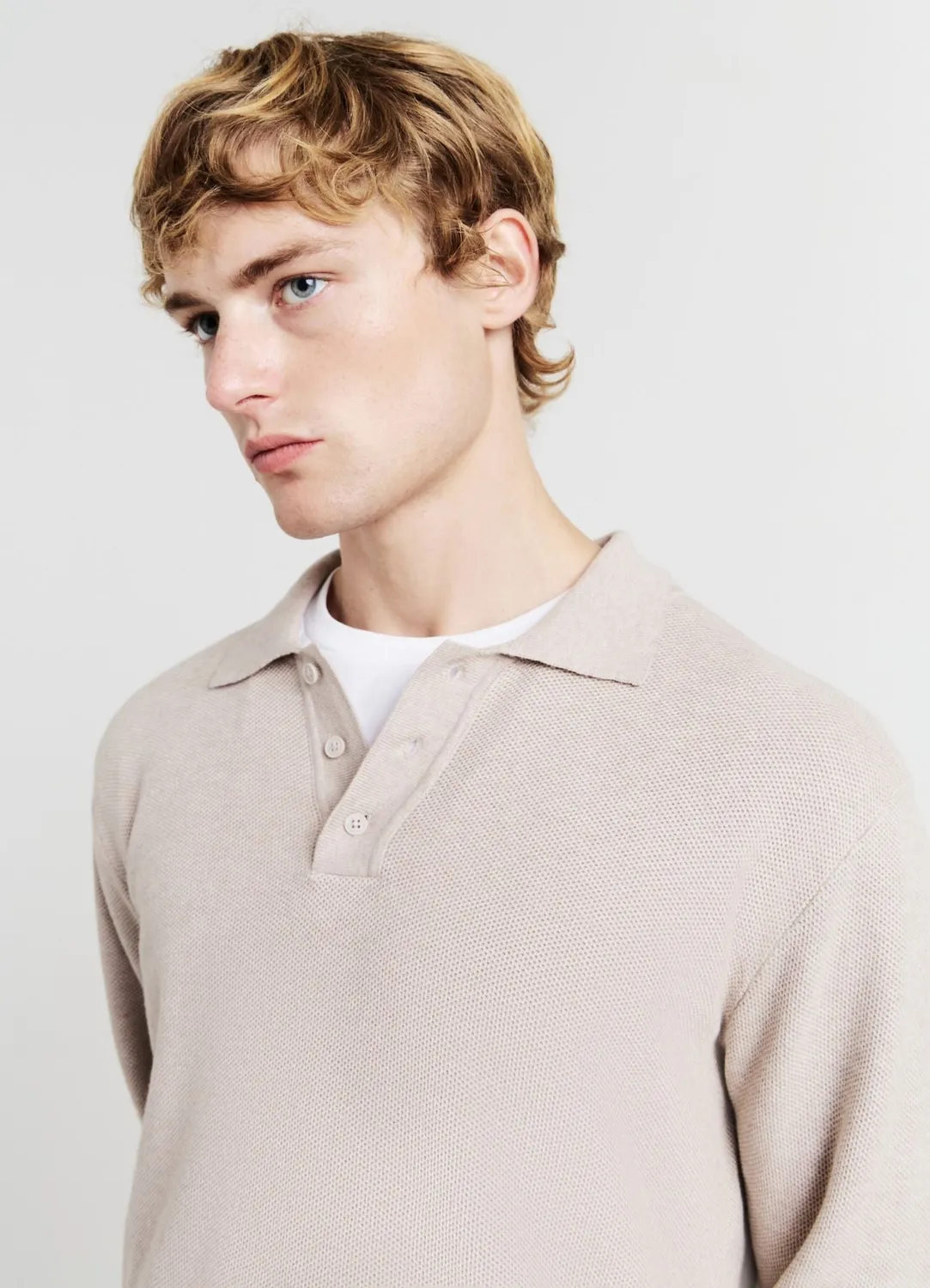 Calliope polo maille 3 boutons homme manches longues