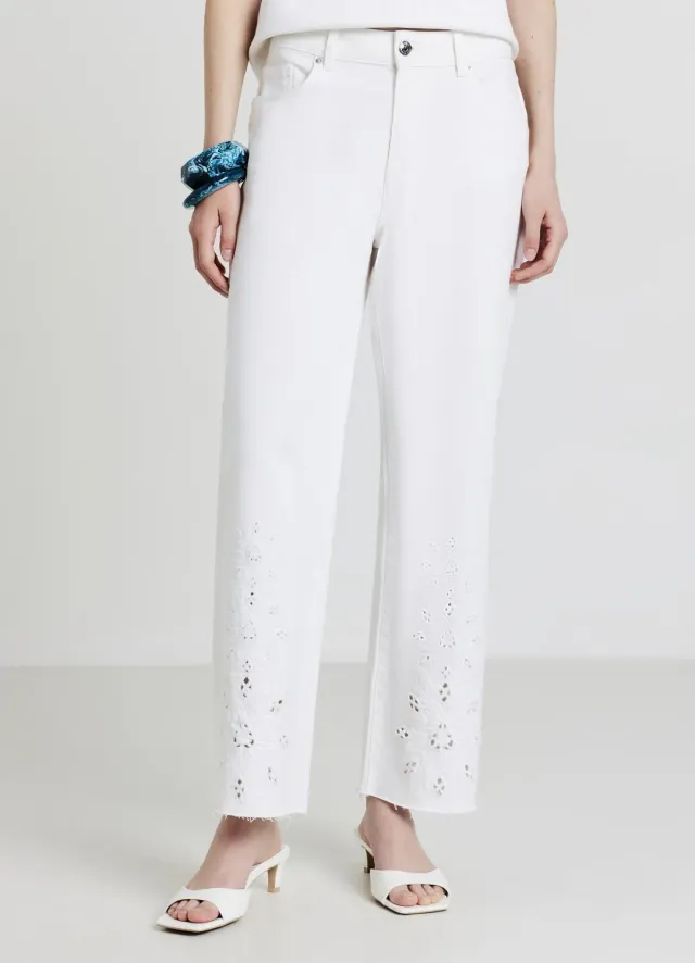 Calliope Pantalon straight femme broderies coton