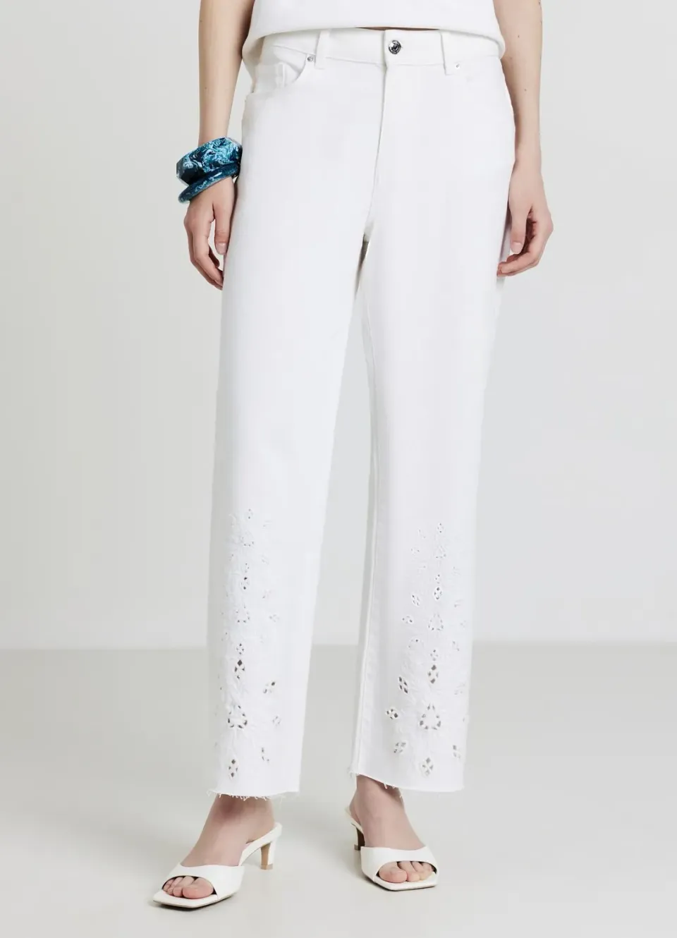 Calliope Pantalon straight femme broderies coton