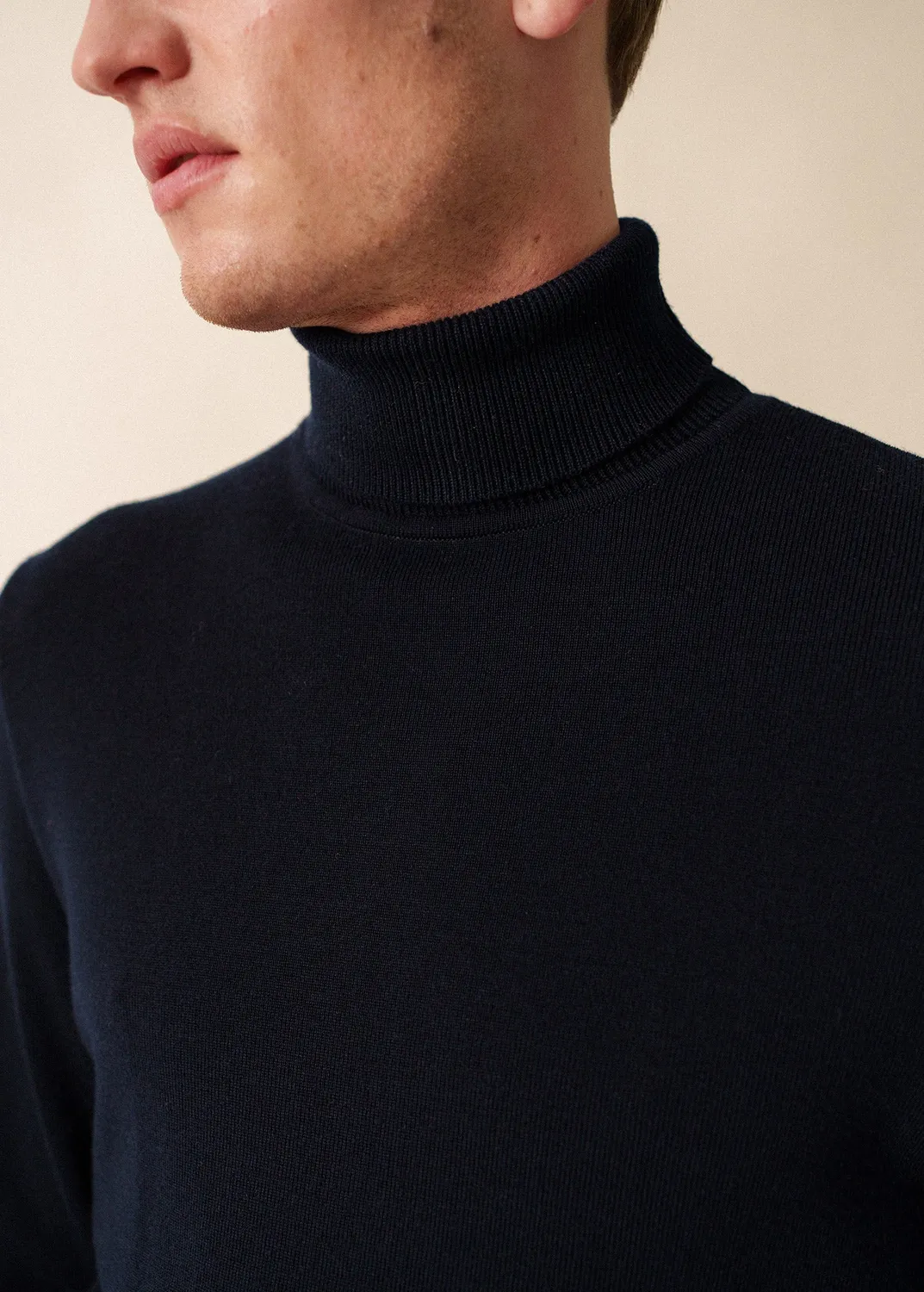 Saint James Houat pull col roulé navy homme laine