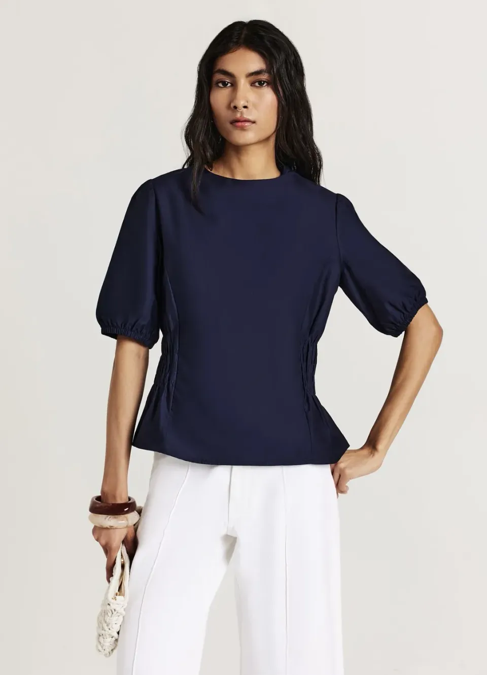 Calliope chemise femme coton smocks manches courtes