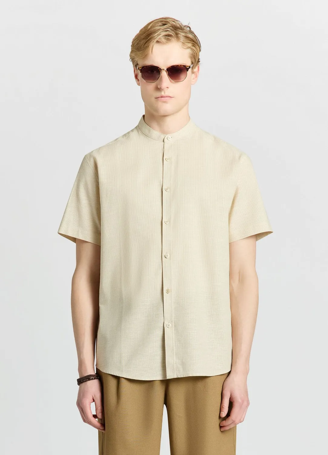 Calliope chemise homme rayée col coréen taille L