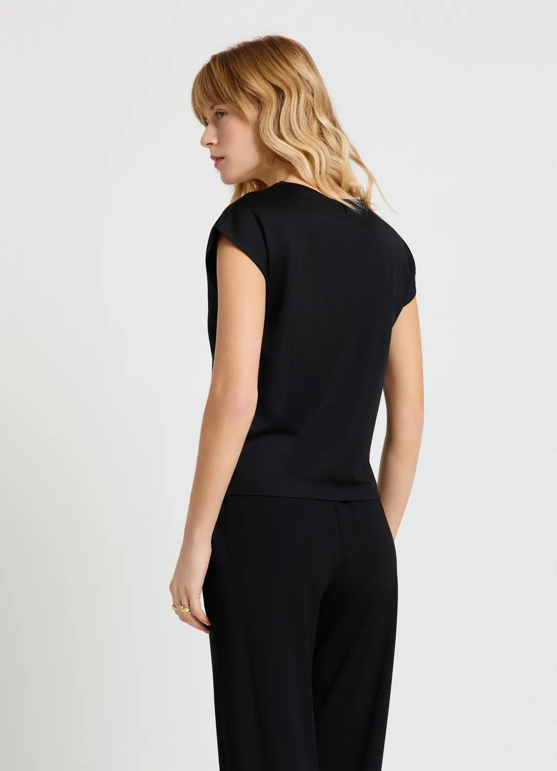 Calliope T-shirt ailettes femme col rond uni