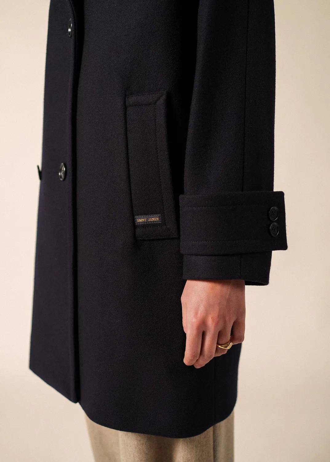 Saint James Ste Laura manteau navy drap laine