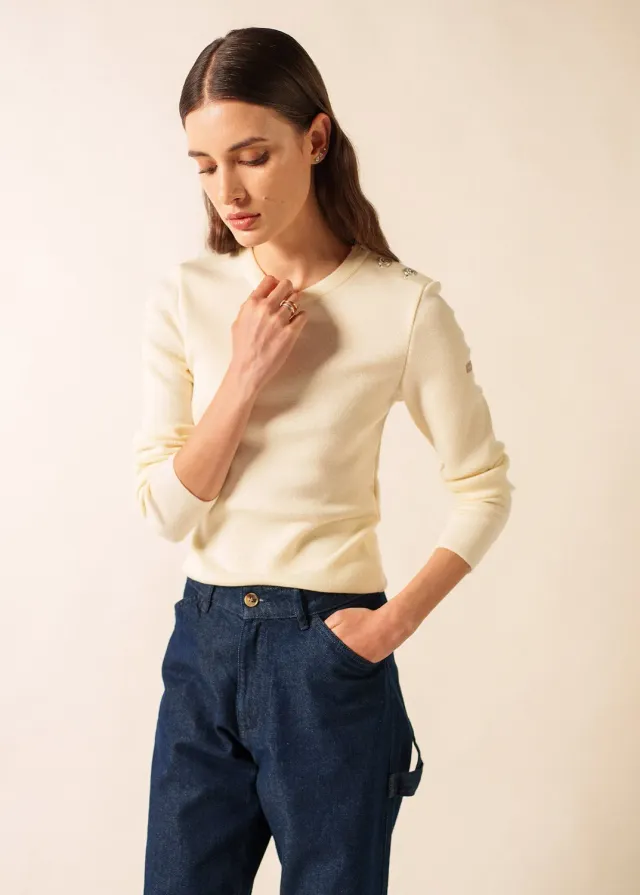 Saint James Marée pull marin écume femme laine