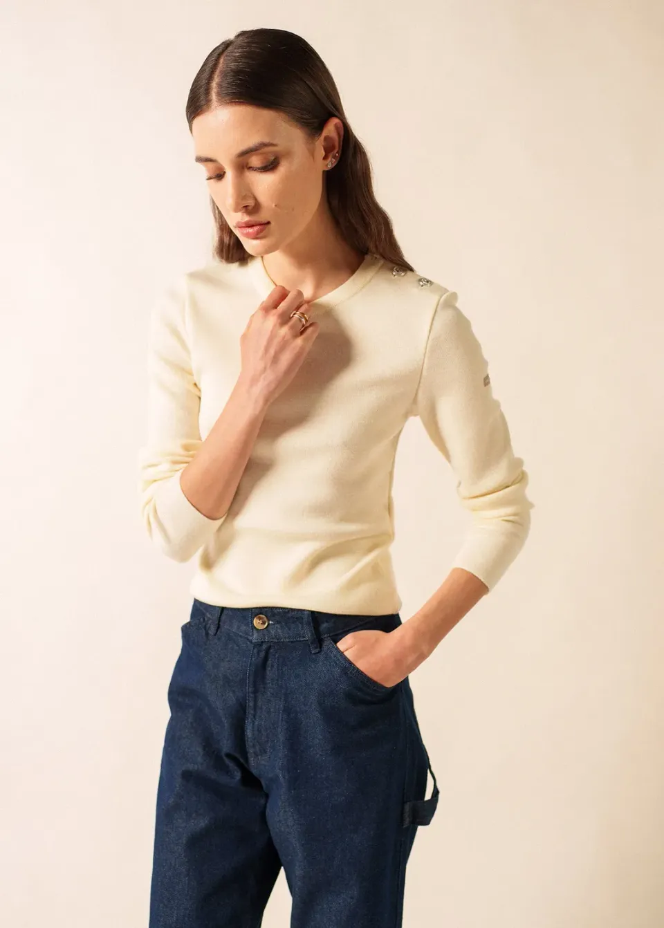 Saint James Marée pull marin écume femme laine