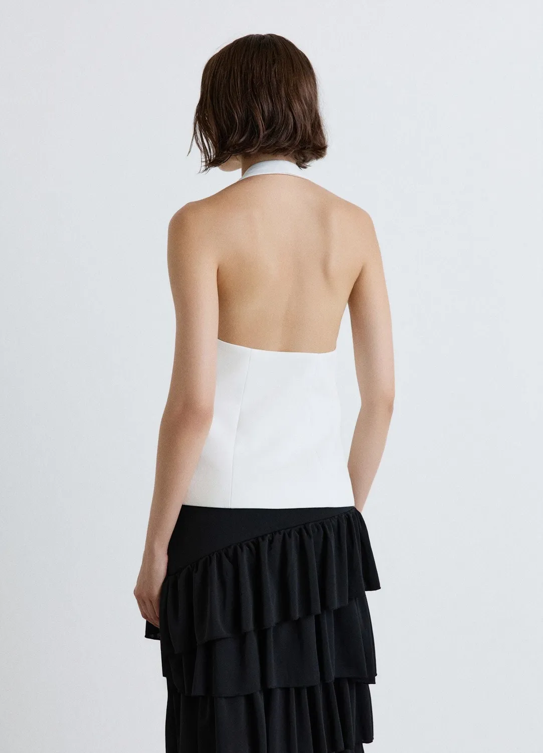 Calliope gilet dos-nu bouton bijou femme