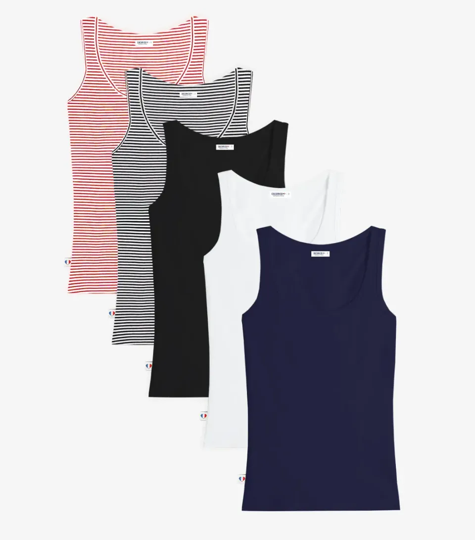 Cocorico Intemporel débardeur femme x5 marine coton