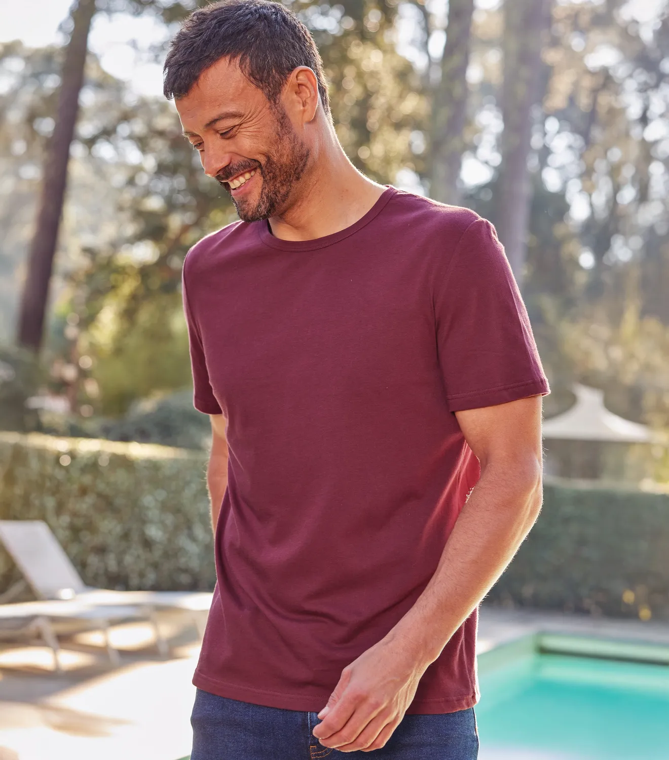 Cocorico Intemporel t-shirt homme bordeaux coton