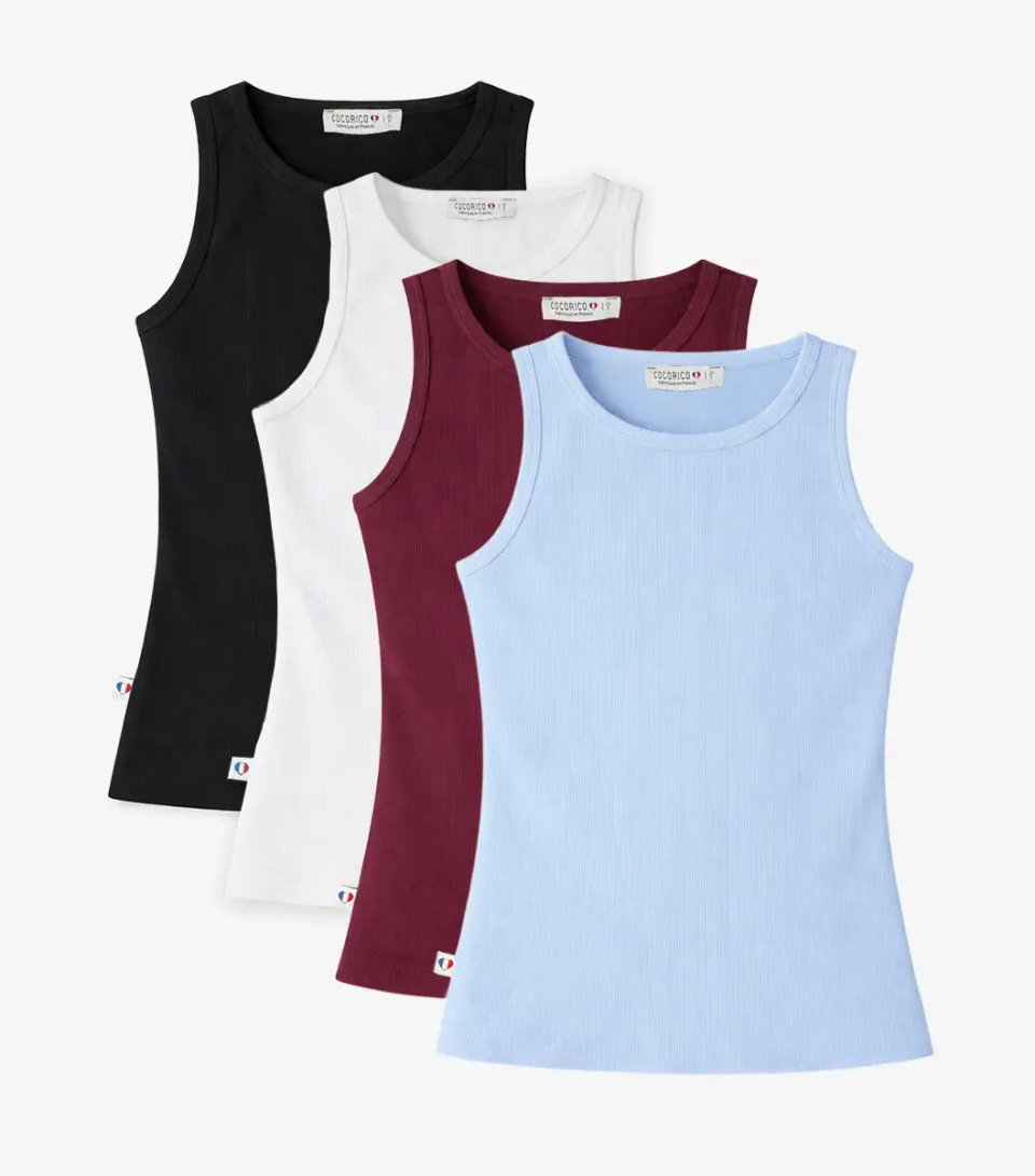 Cocorico Essentiel débardeur côtelé femme x4 coton