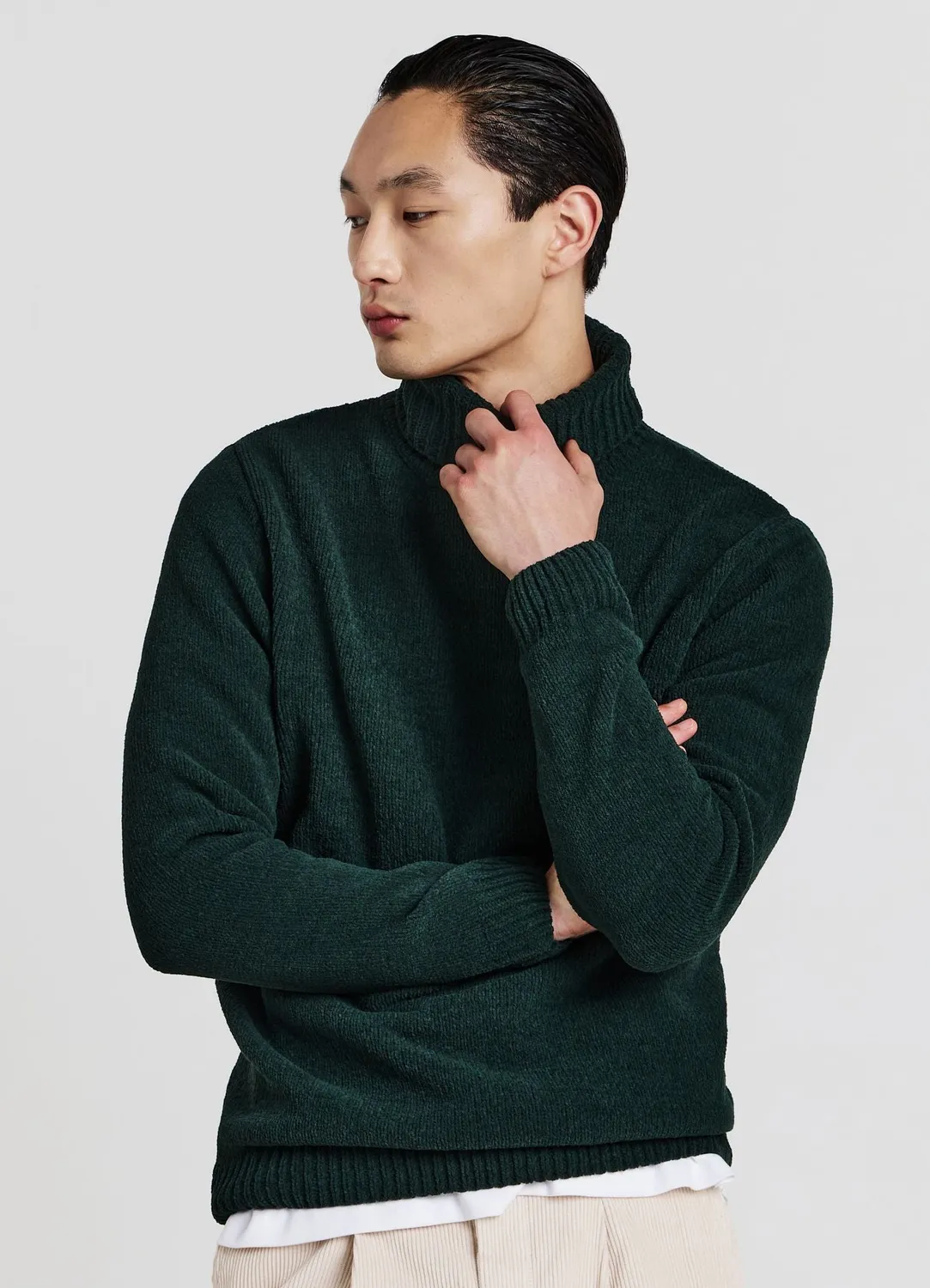 Calliope pull col roulé homme chenille uni