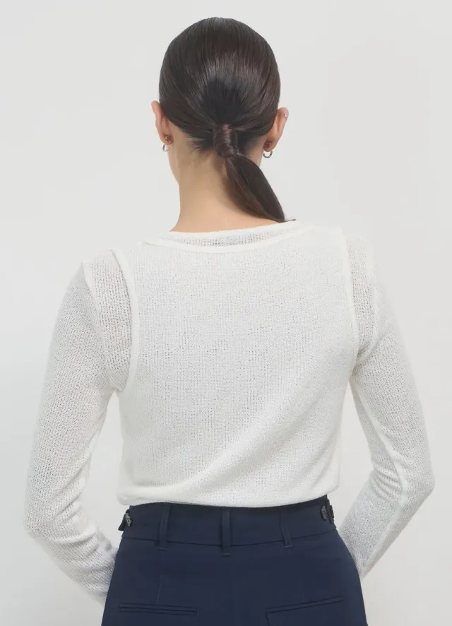Calliope pull doublé femme manches longues uni coton S