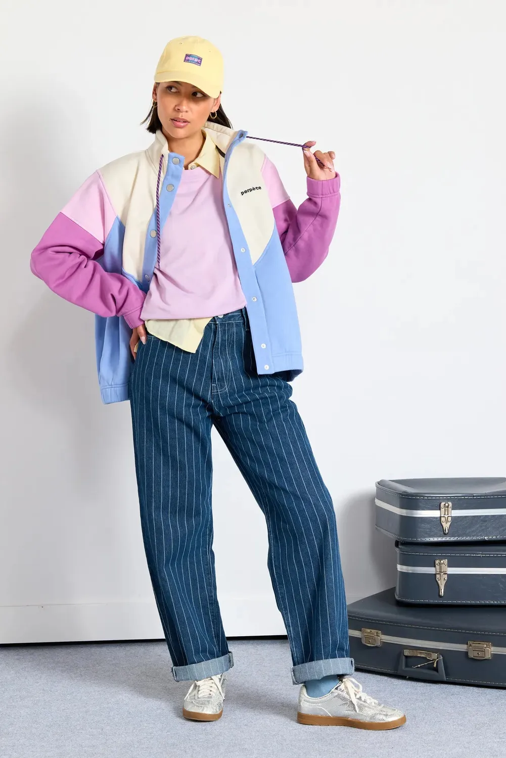 Perpète Laura veste bleue molleton bio