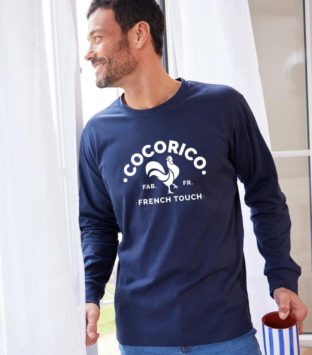 Cocorico Coq Français T-shirt Manches Longues Marine coton