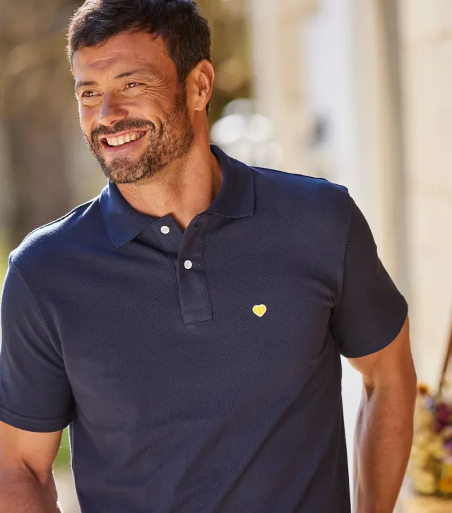 Cocorico Le Coeur polo homme marine coton