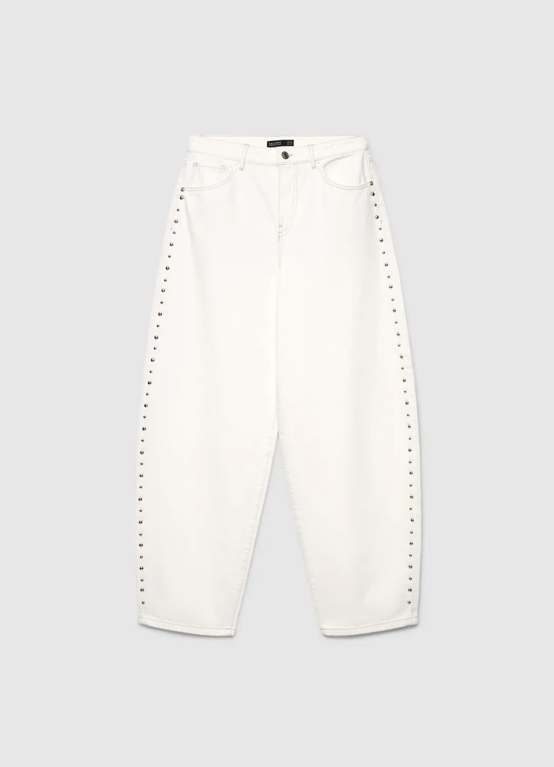 Calliope jean barrel femme clous latéraux délavé uni