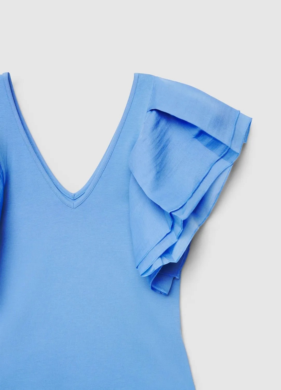Calliope t-shirt femme col V volants organza
