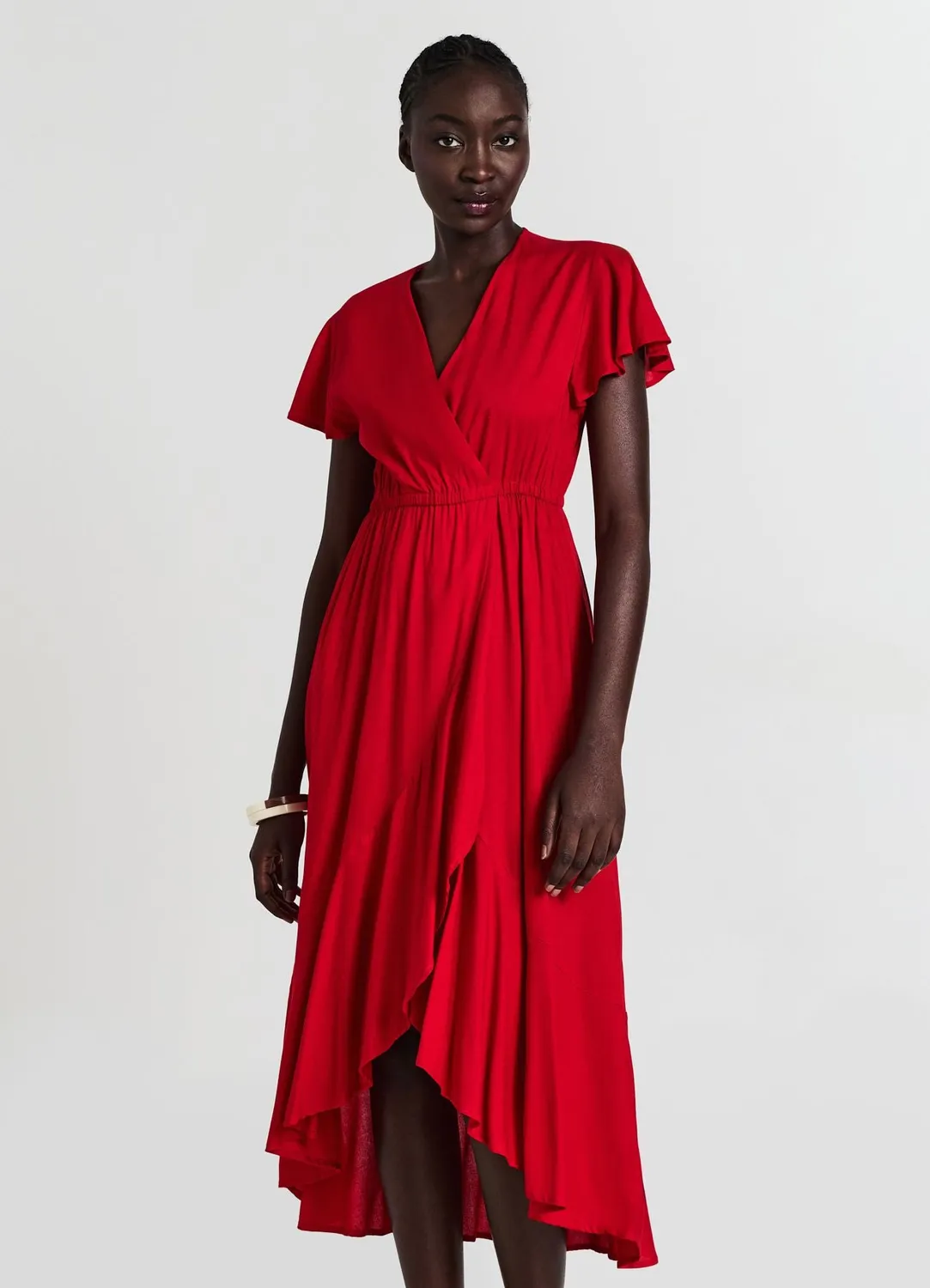 Calliope Robe longue croisée volants femme