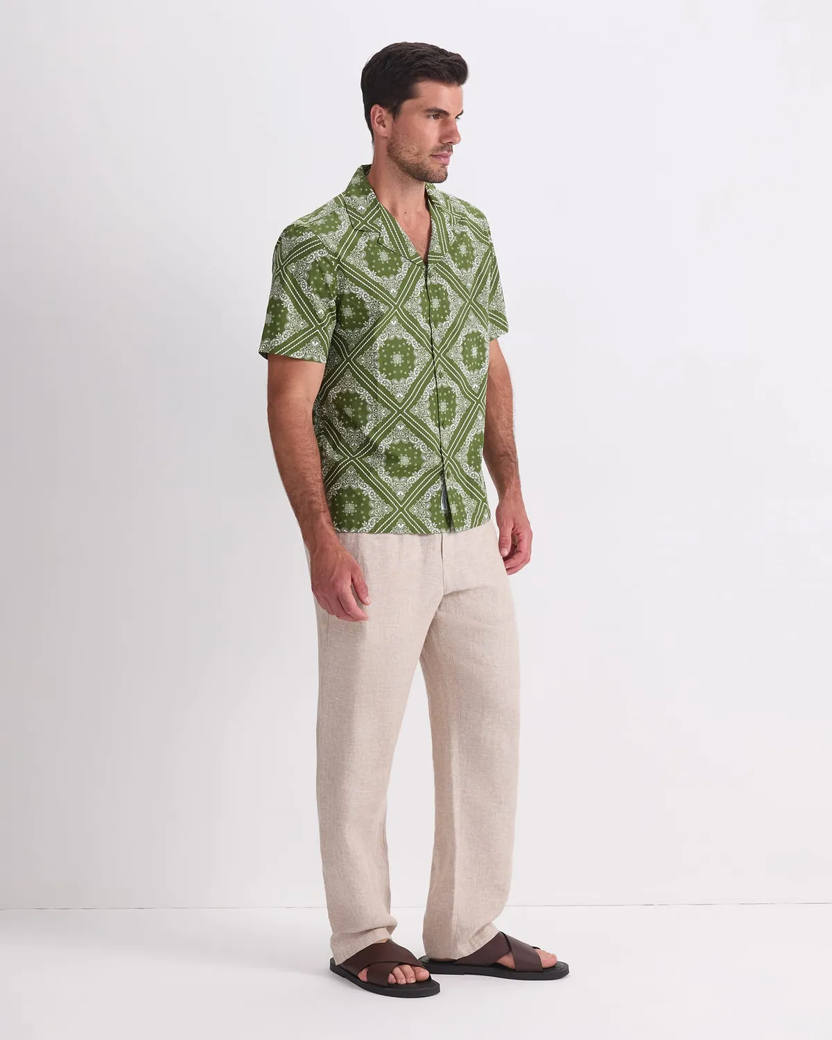 Sportscraft Bandana Short Sleeve Resort Shirt chemise coton
