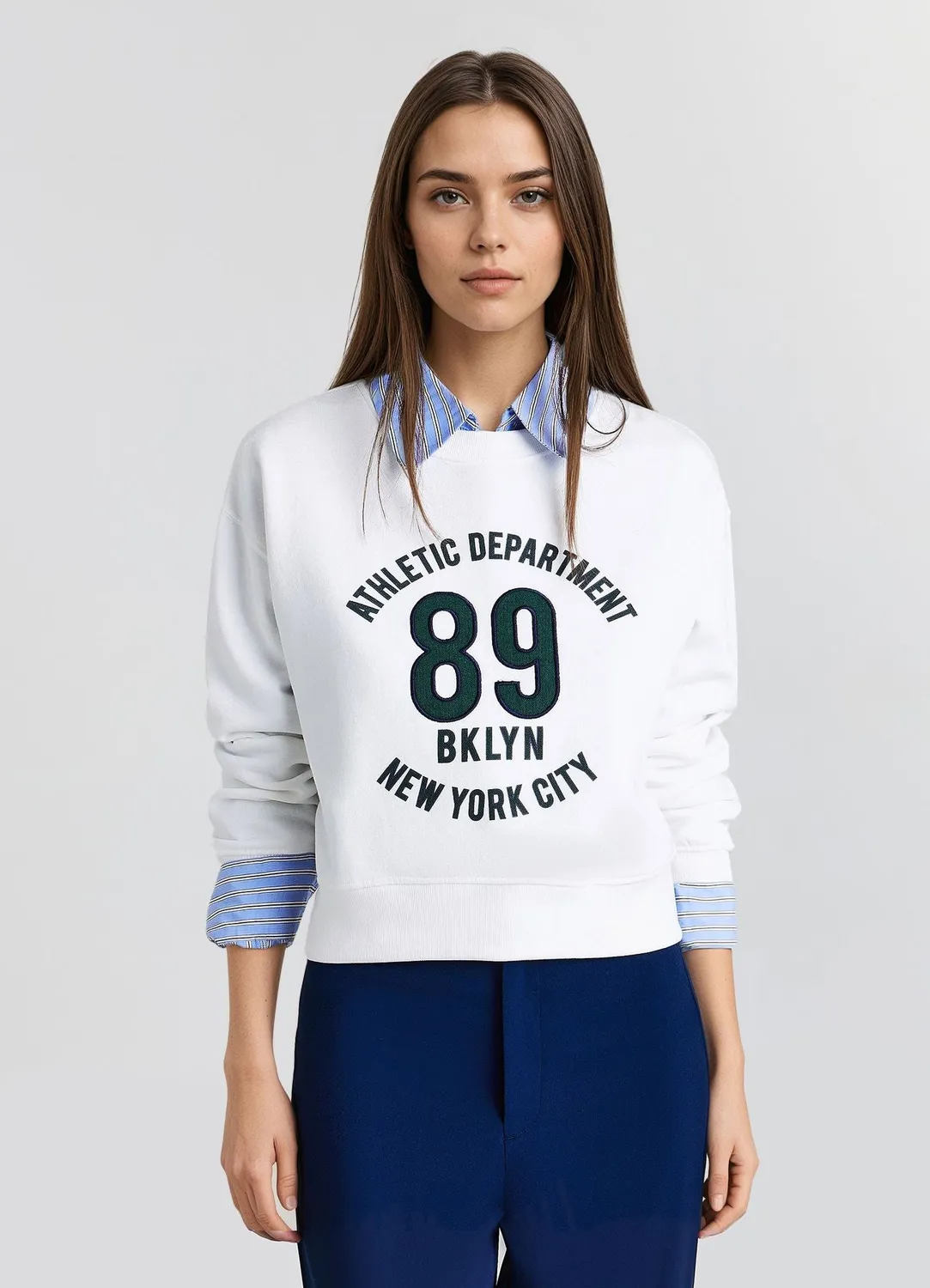Calliope sweat col rond femme cropped collège
