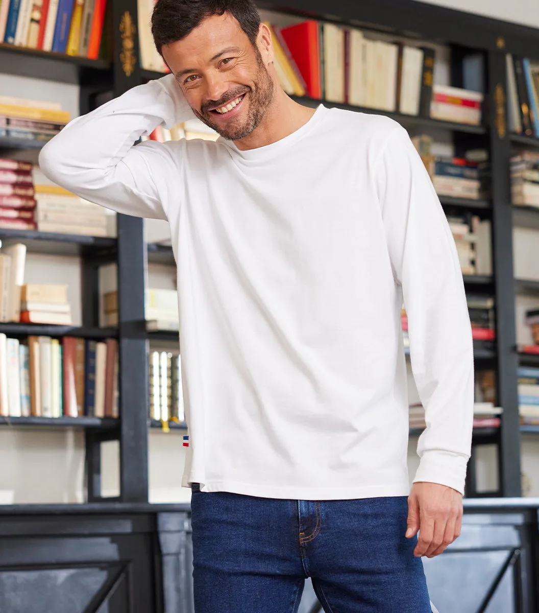 Cocorico Intemporel T-shirt Manches Longues Homme Blanc 100% coton