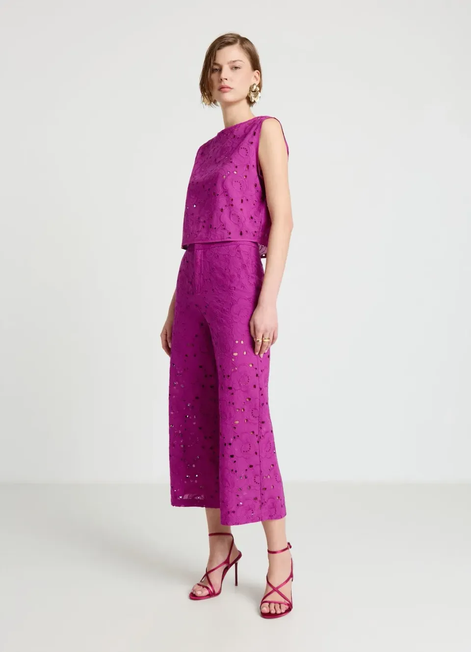 Calliope culotte sangallo pantalon femme broderie florale