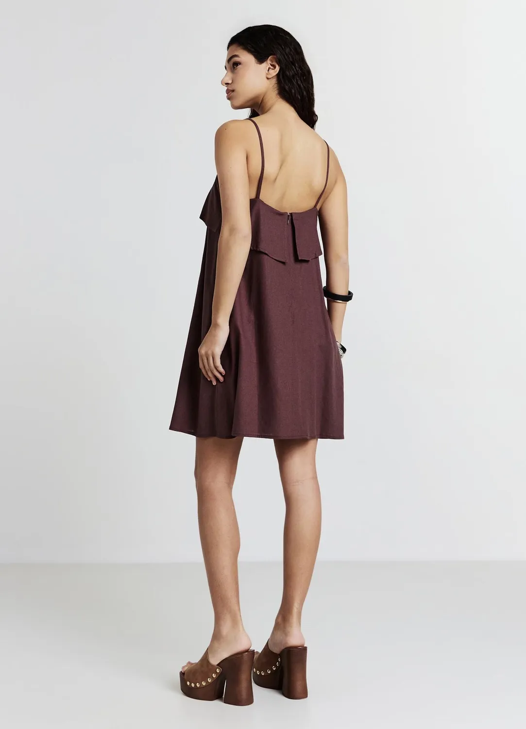 Calliope robe courte femme lin bretelles unie