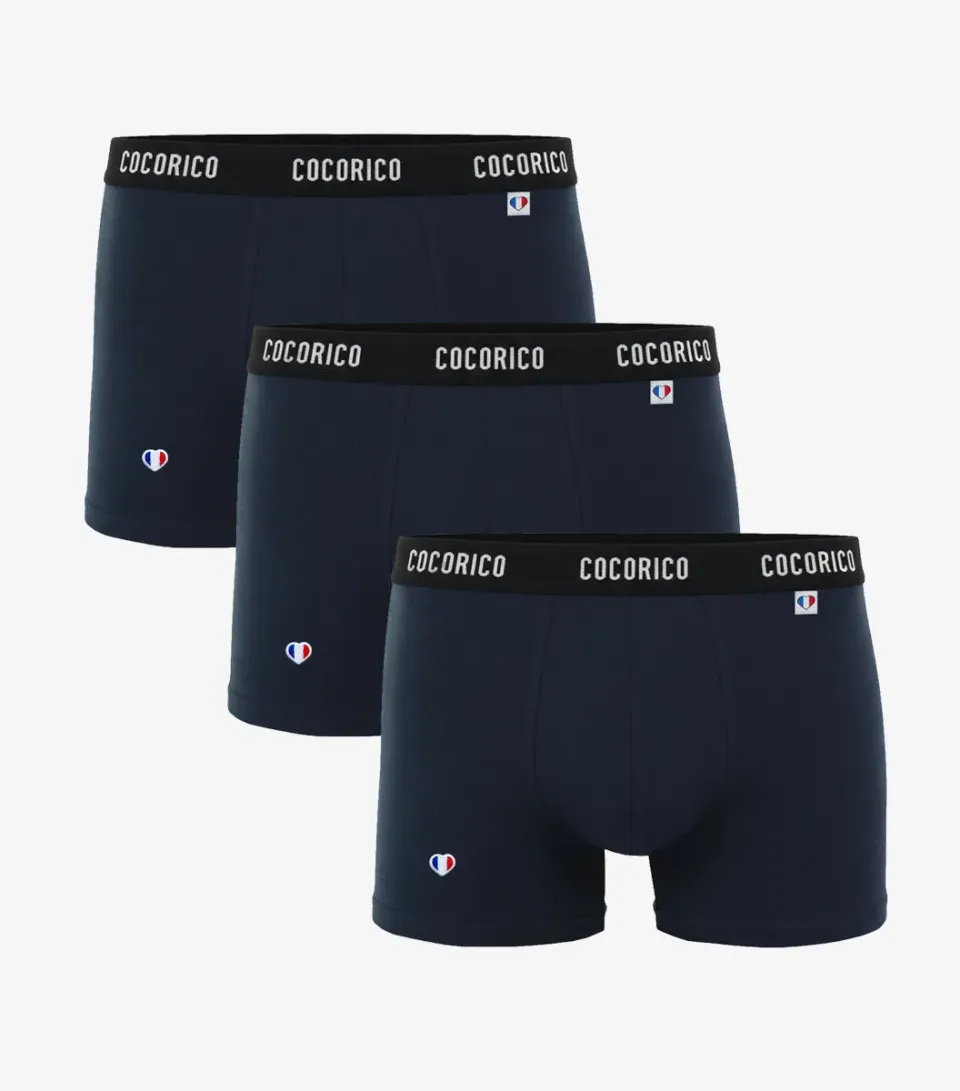 Cocorico Signature Boxer Homme Marine x3 coton