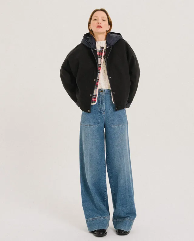 TINSELS FRIENDS blouson noir capuche amovible