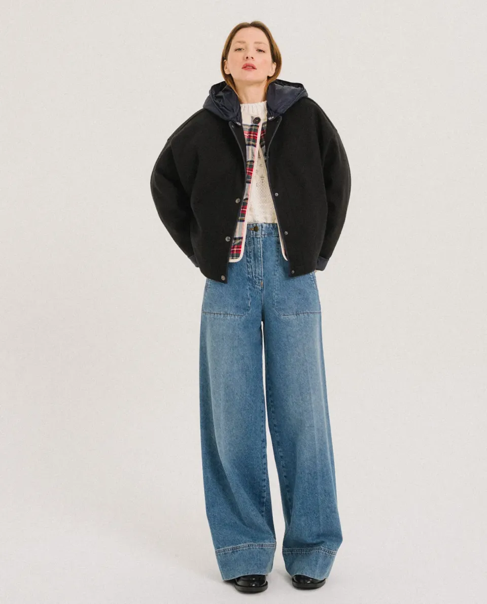 TINSELS FRIENDS blouson noir capuche amovible