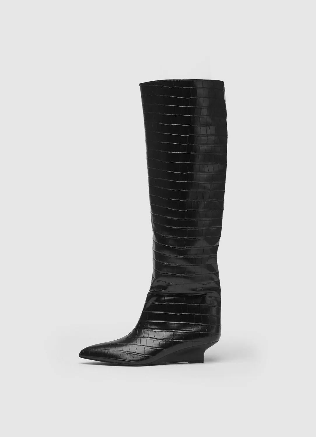 Calliope botte haute effet croco femme talon compensé