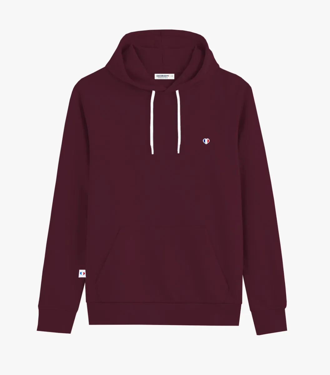 Cocorico Iconique sweat à capuche homme bordeaux coton