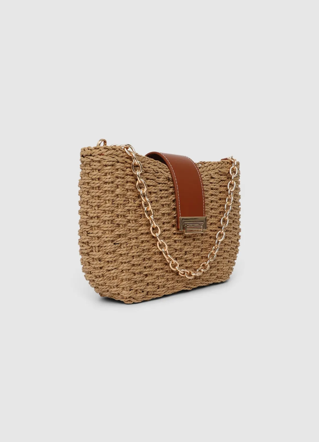 Calliope sac bandoulière paille chaîne femme 21 cm