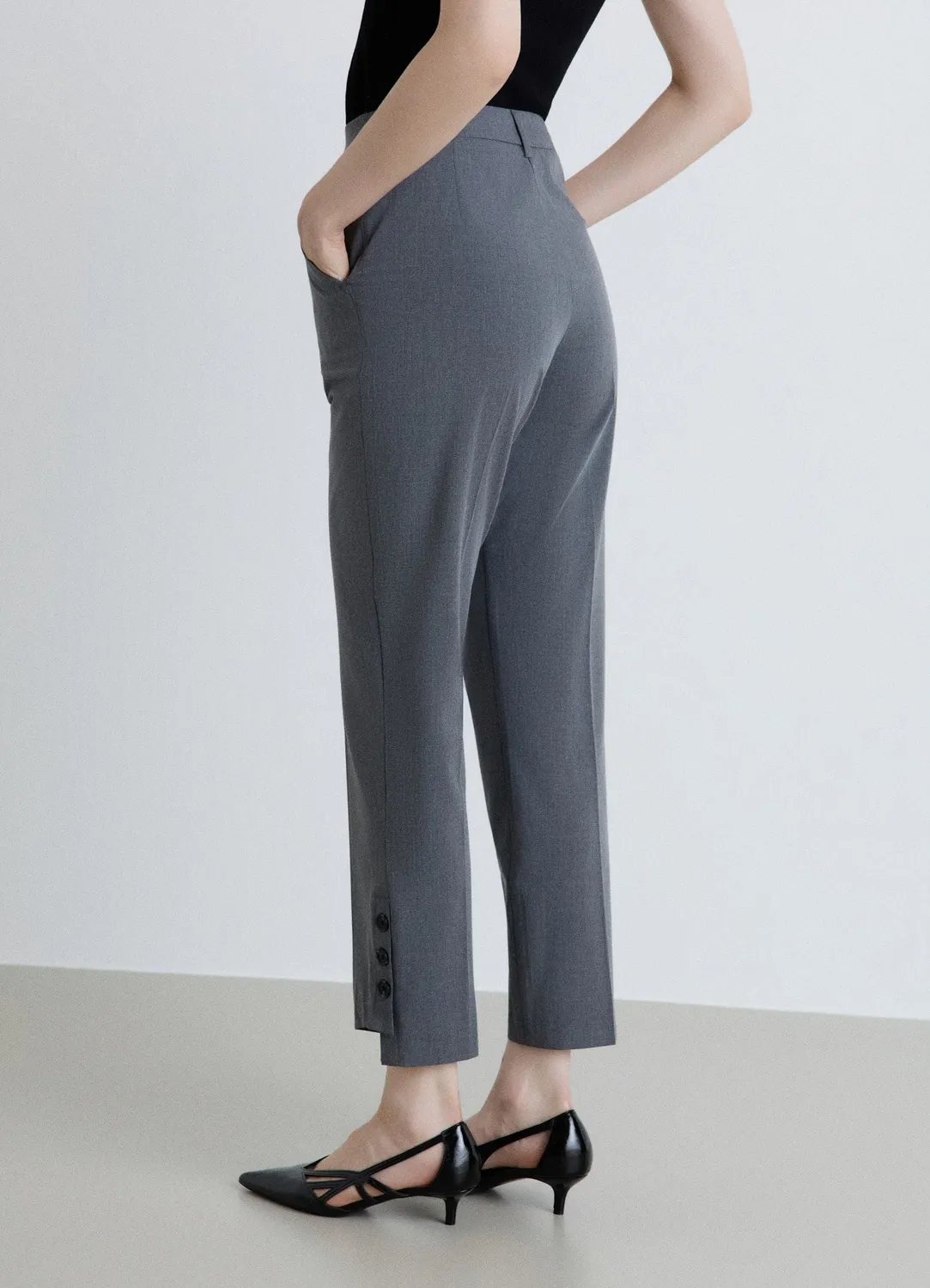 Calliope pantalon cigarette femme boutons bas