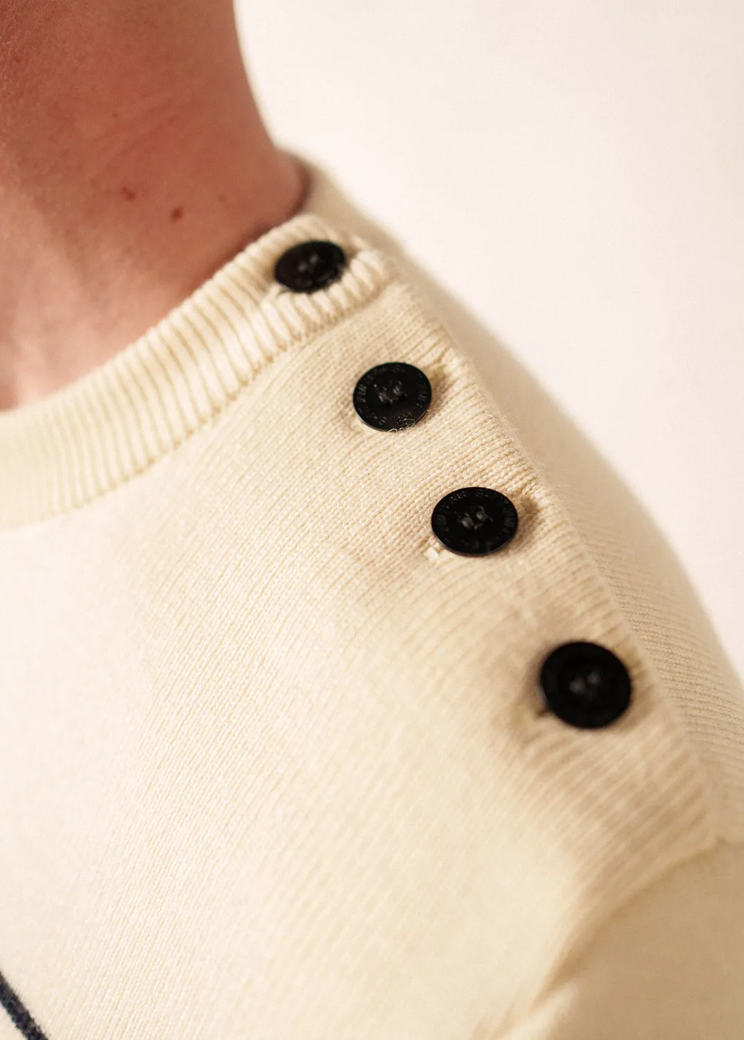Saint James Binic pull marin écru/marine pure laine