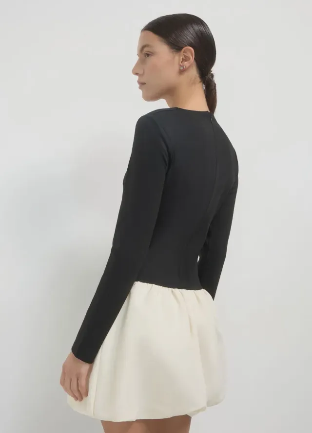Calliope ballon bicolore robe courte femme col carré