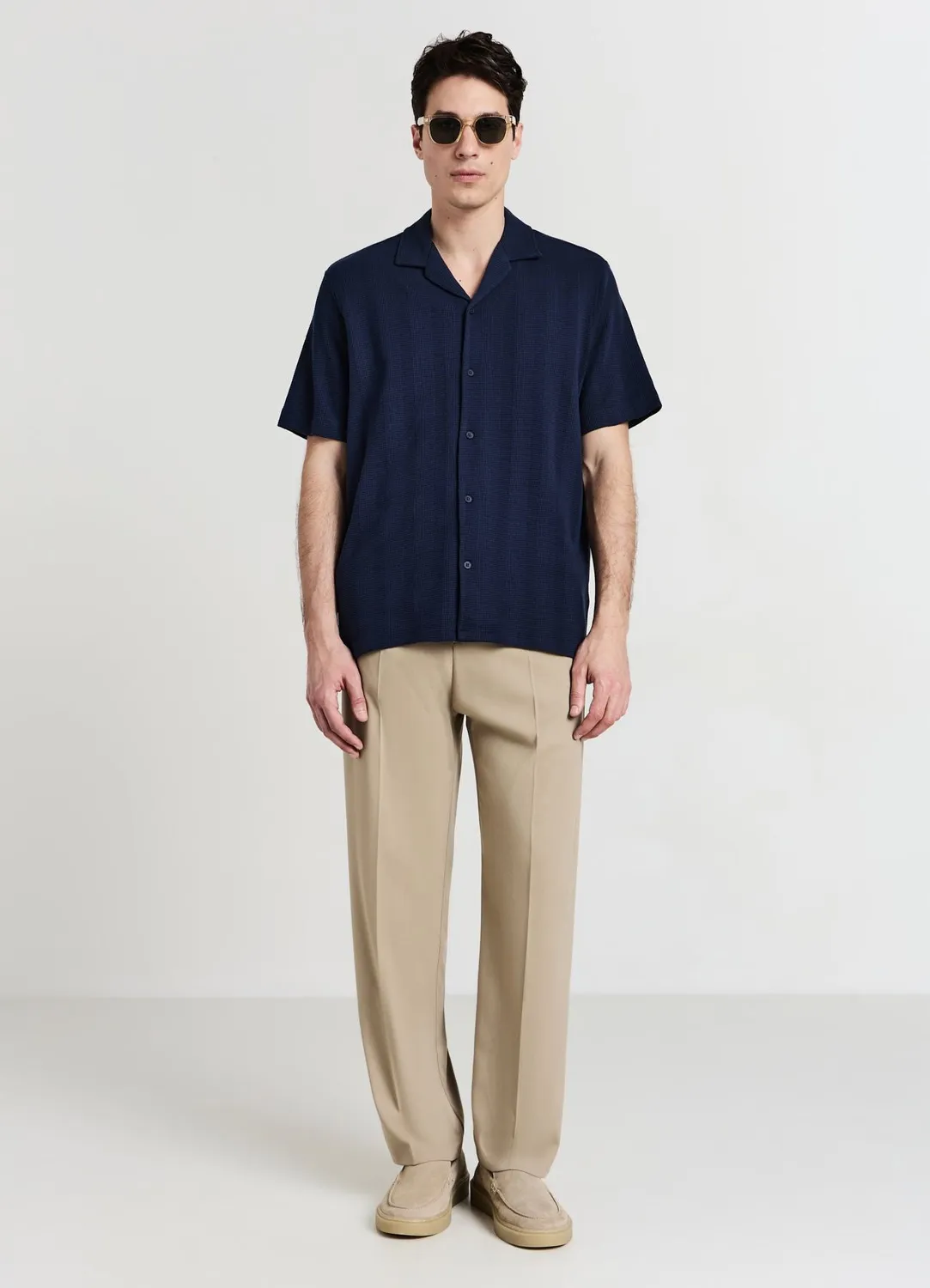 Calliope chemise bowling coton L homme manches courtes unie