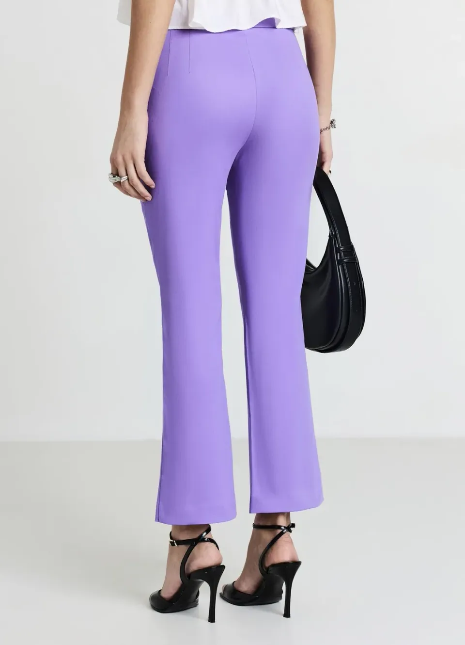 Calliope Cropped Flare pantalon rasatello femme coton