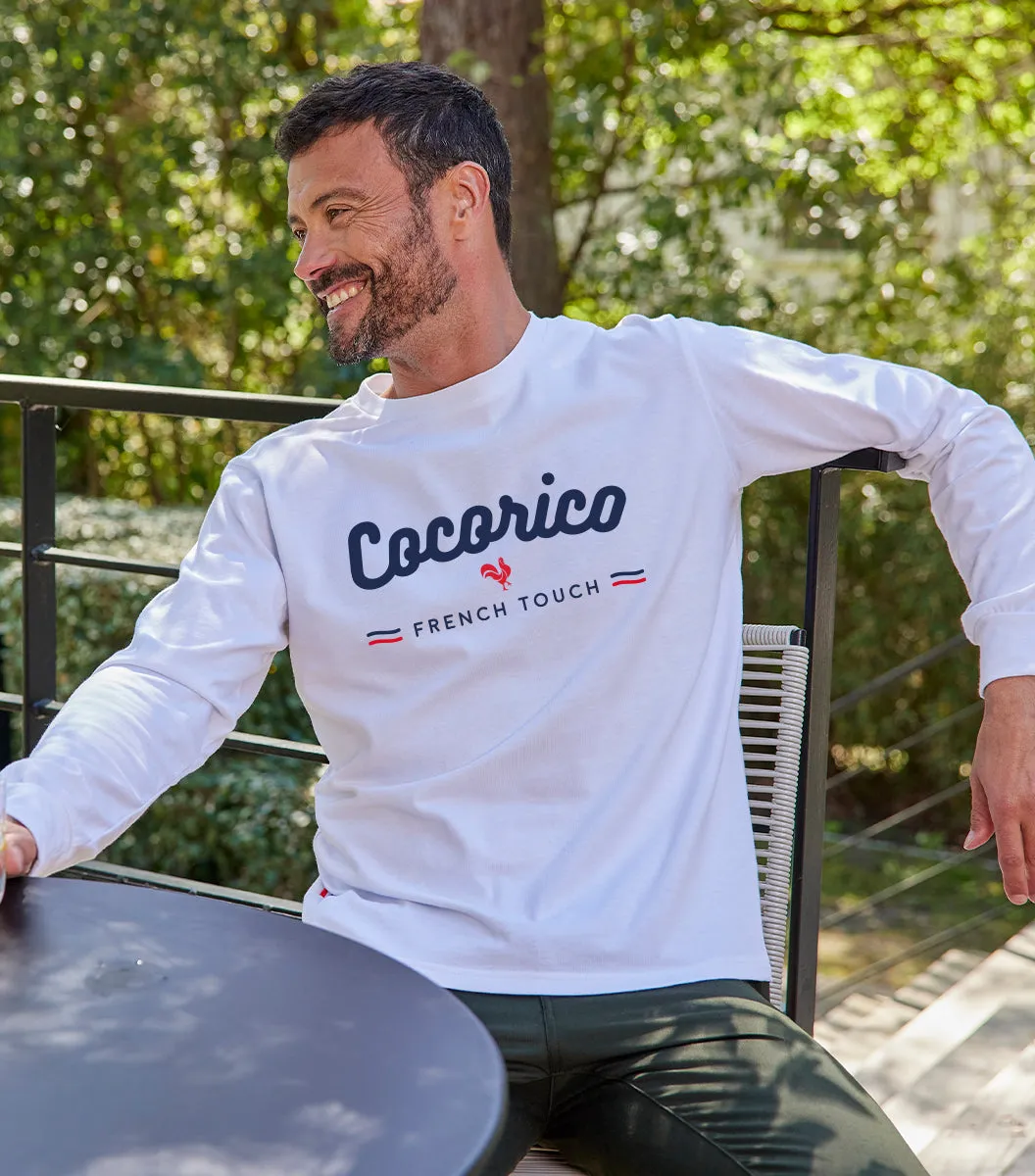 Cocorico French Touch t-shirt manches longues homme blanc coton
