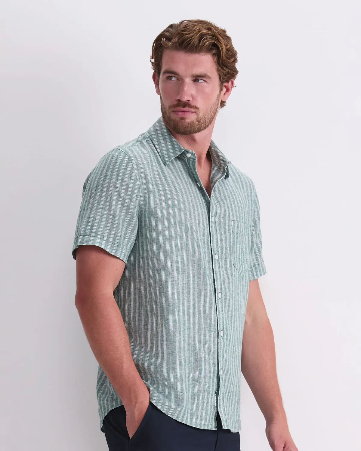 Sportscraft Linen Stripe chemise lin rayée homme