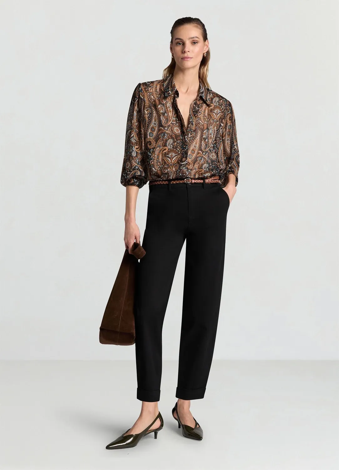 Calliope chino pantalon ceinture tressée