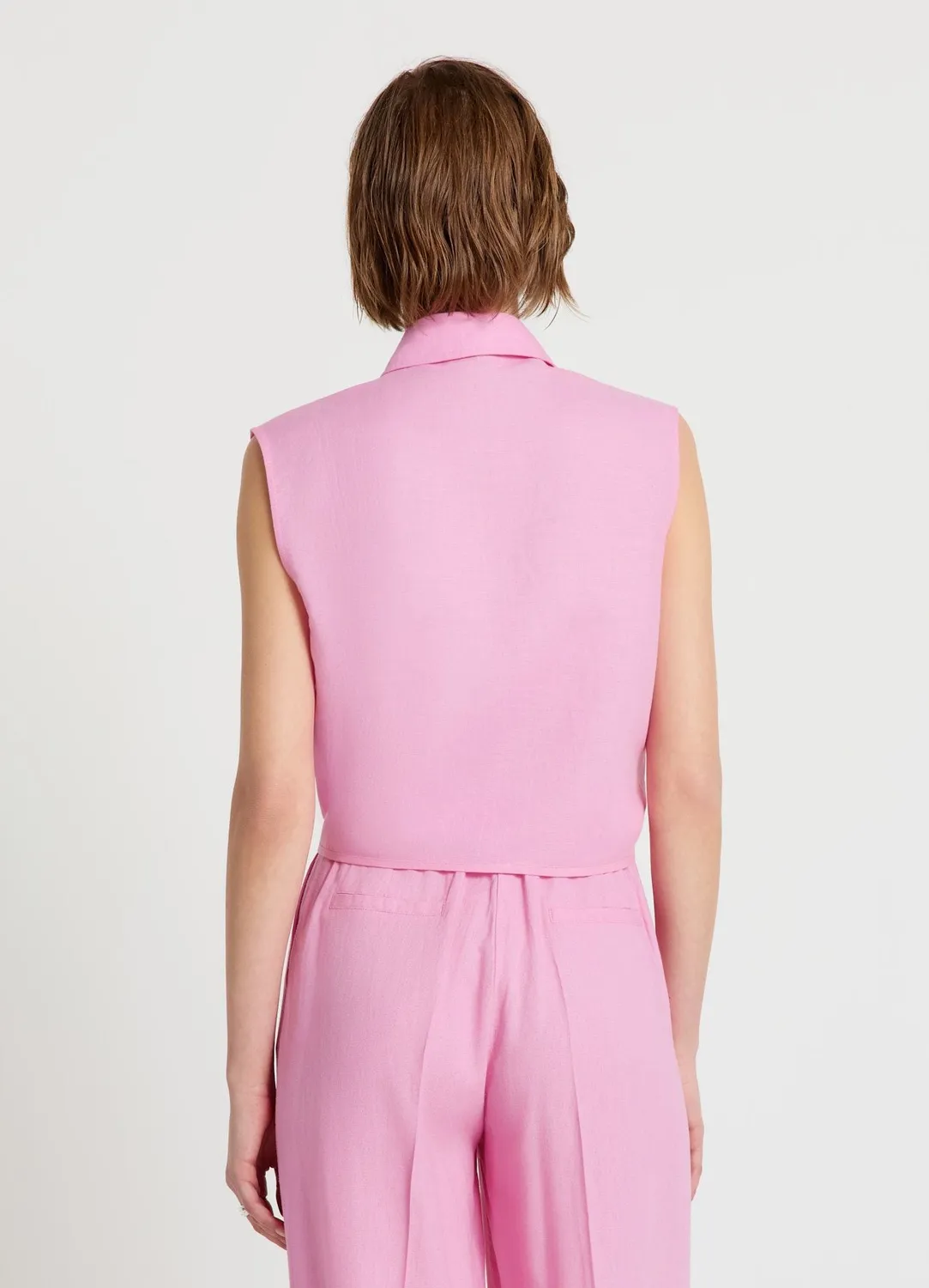 Calliope chemise sans manches lin nœud femme
