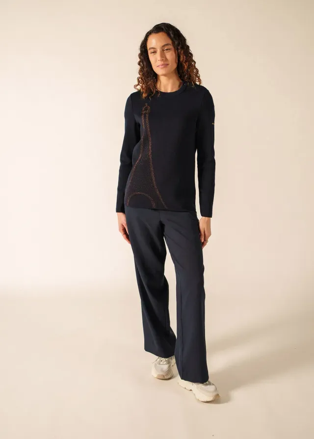 Saint James Brégançon Tour Eiffel pull laine navy/bronze