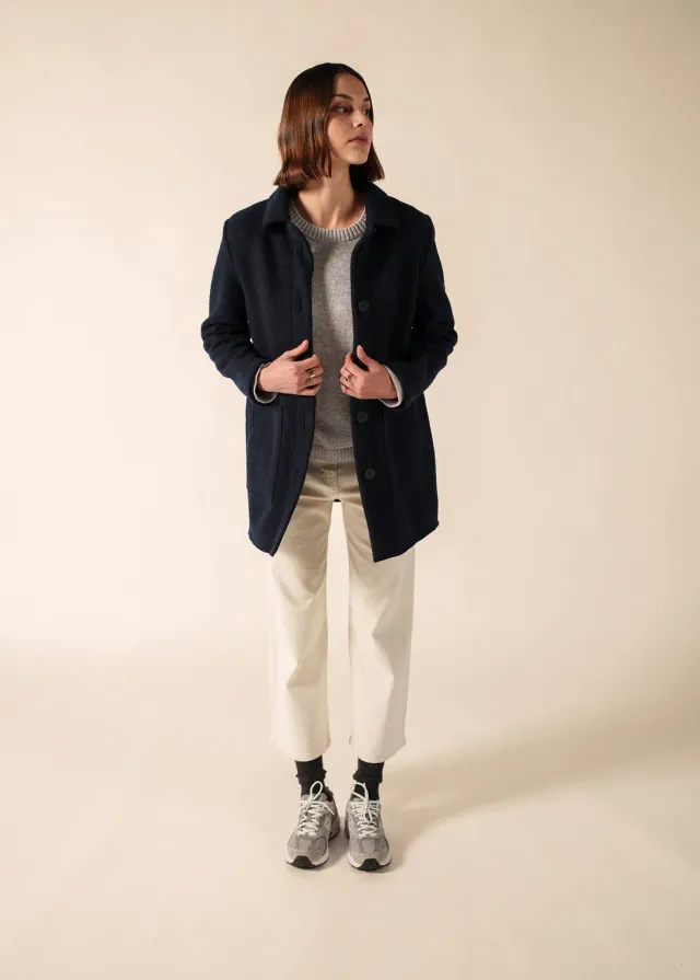 Saint James Pyrénées veste femme navy laine bouillie